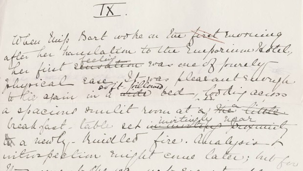 Manuscript page from The House of Mirth, zoom